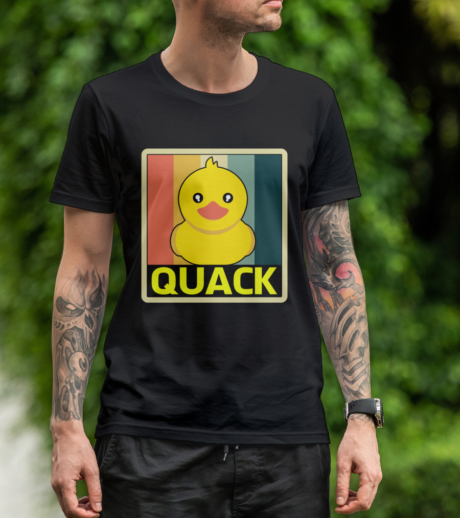 Vintage Rubber Duck Quack Retro Stripes T-Shirt