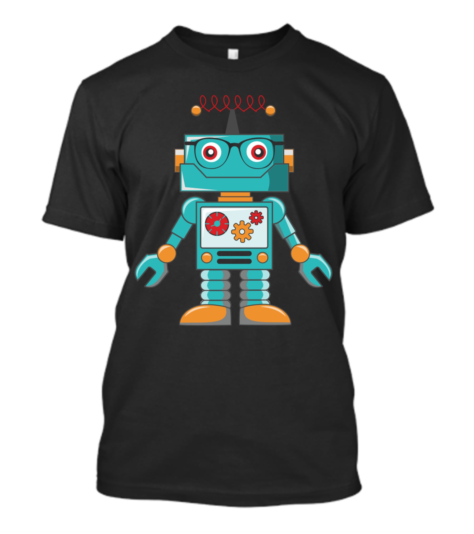 Cute Vintage Robot With Glasses And Gears T-Shirt