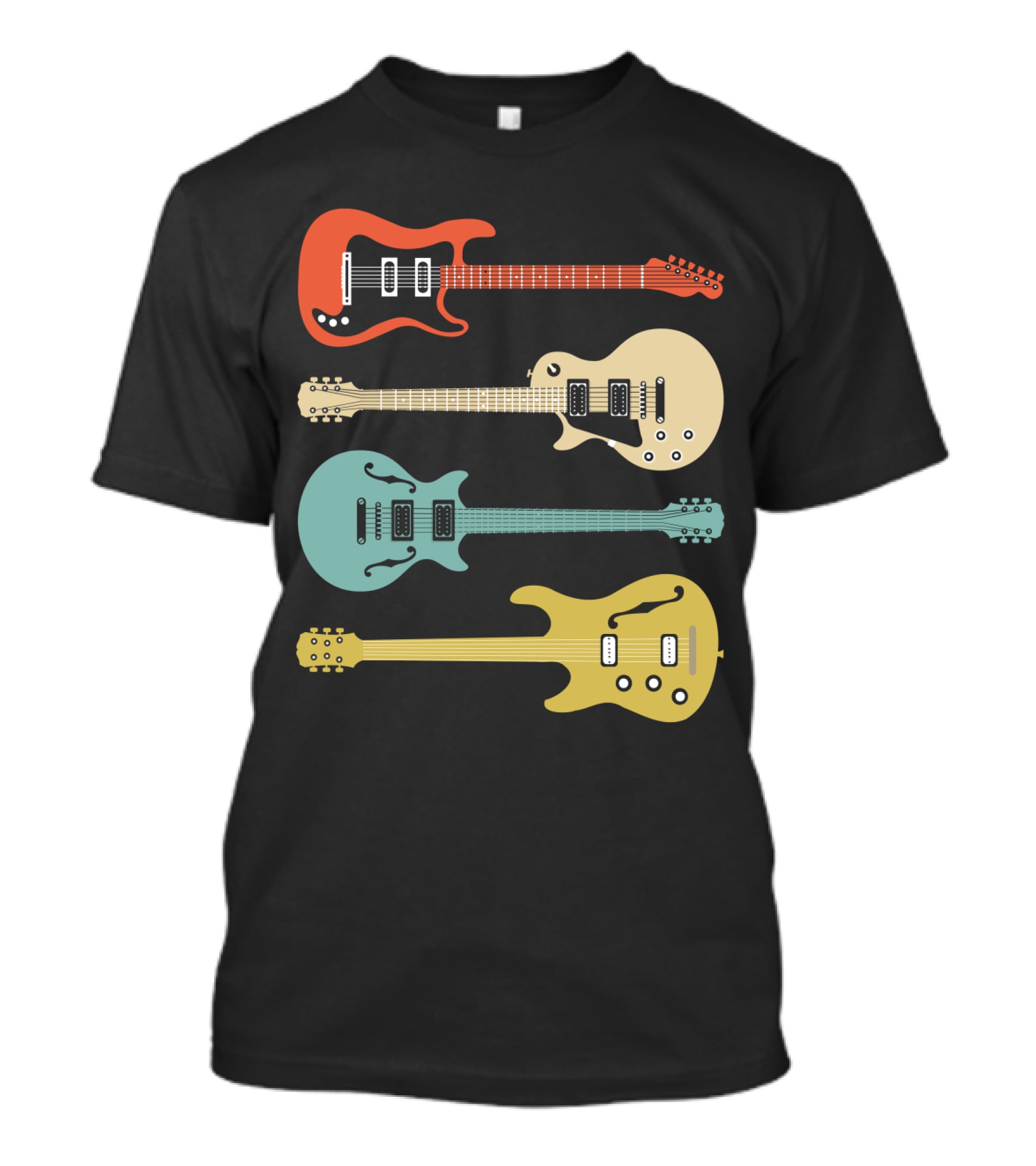 Vintage Bass Guitar Colorful Electric Guitars Collection T-Shirt