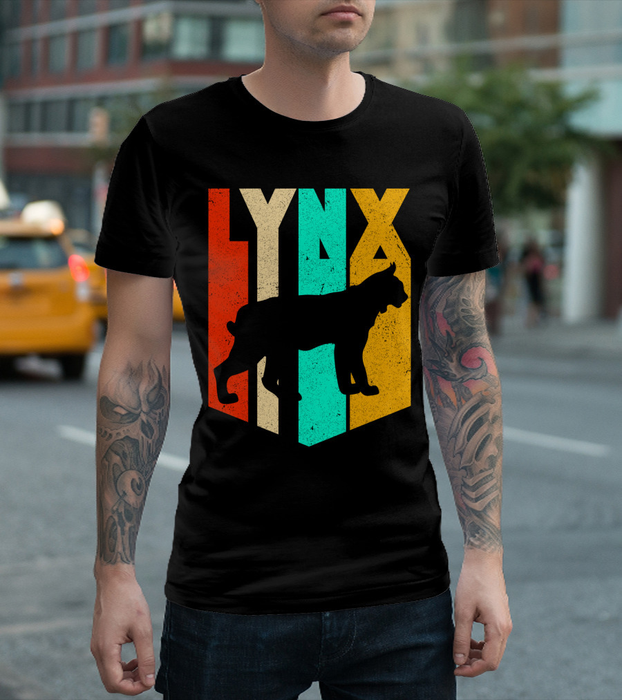 LYNX Retro Wildlife Silhouette Typography T-Shirt
