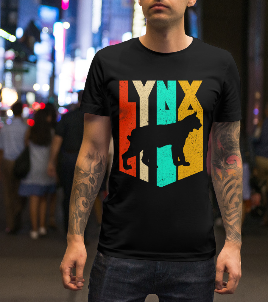LYNX Retro Wildlife Silhouette Typography T-Shirt