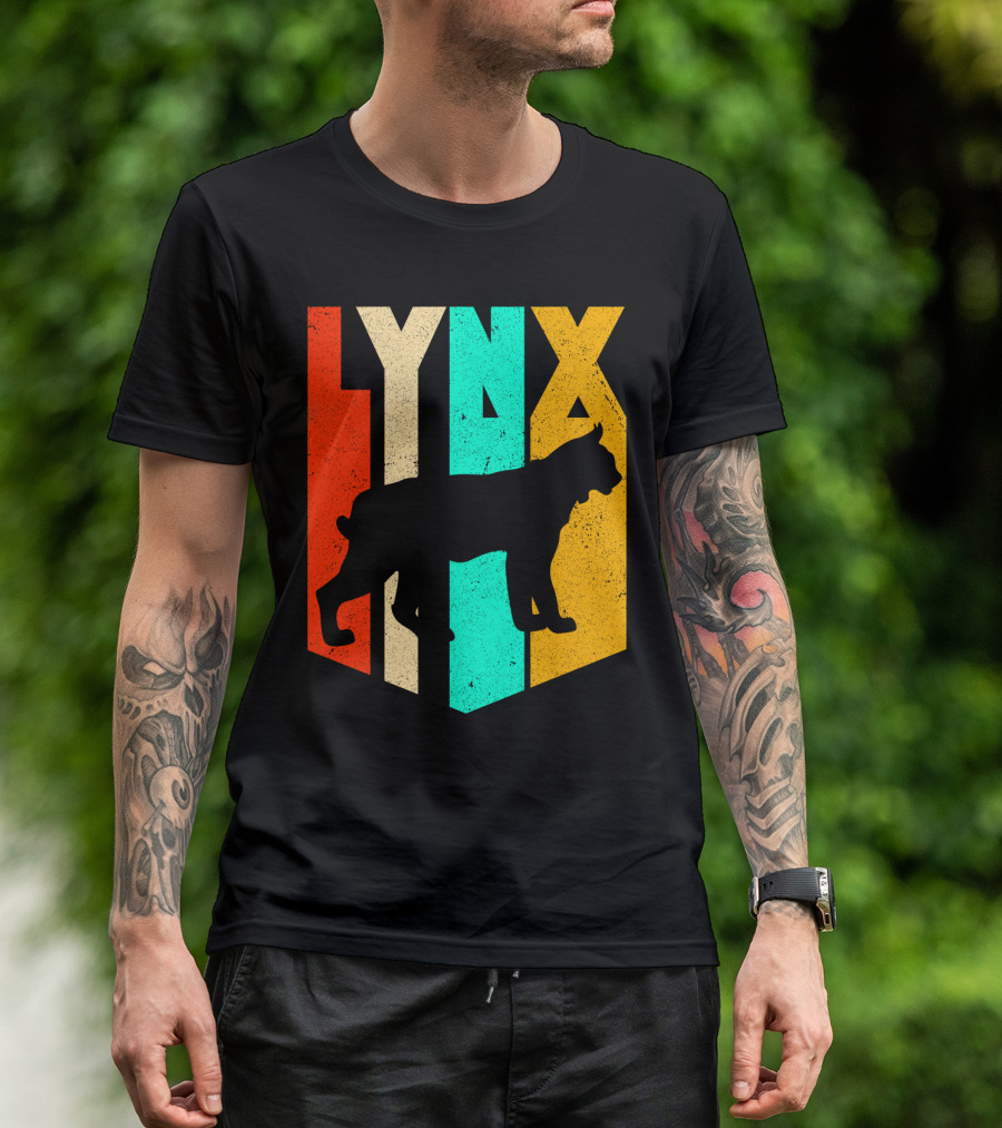 LYNX Retro Wildlife Silhouette Typography T-Shirt