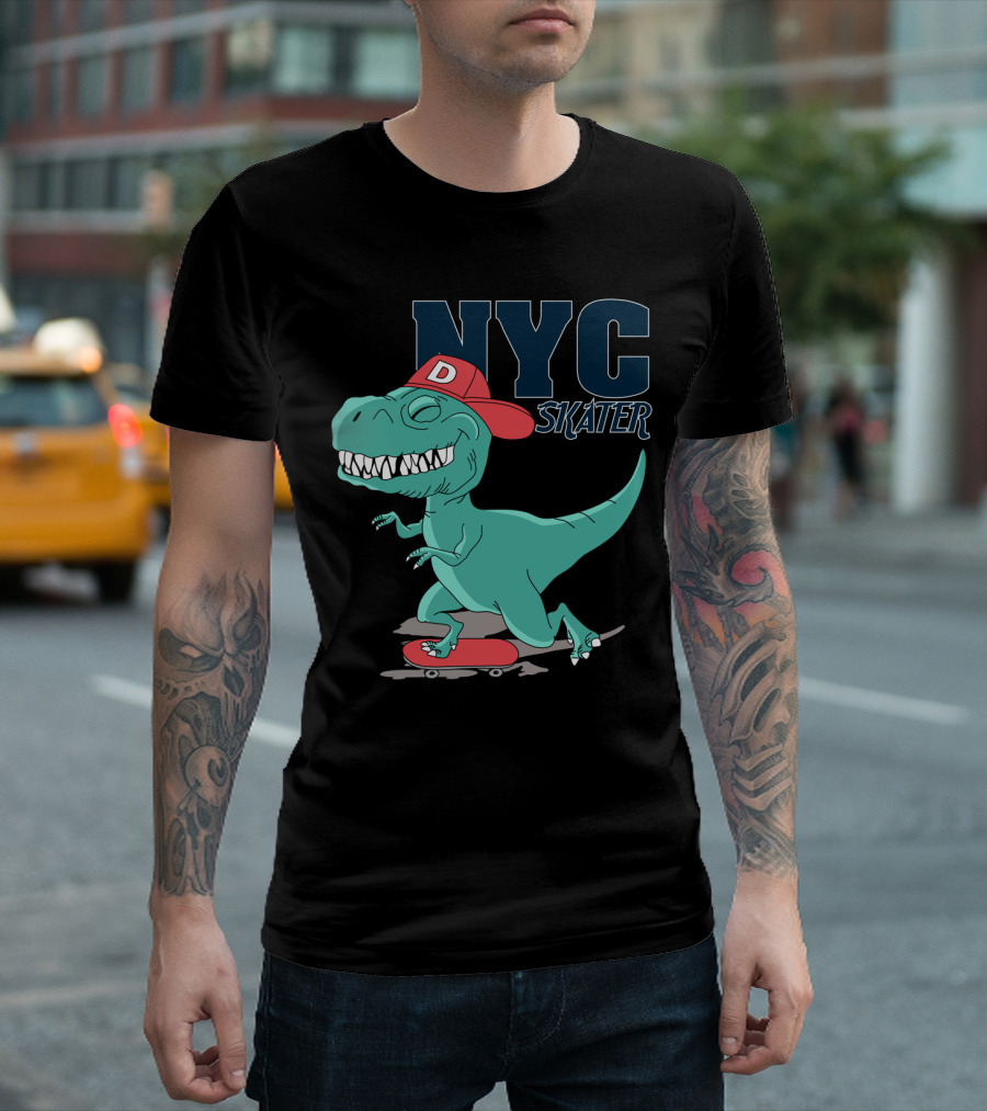 NYC Skater Dinosaur with Red Cap T-Shirt