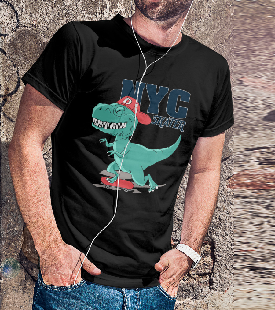 NYC Skater Dinosaur With Red Cap T-Shirt