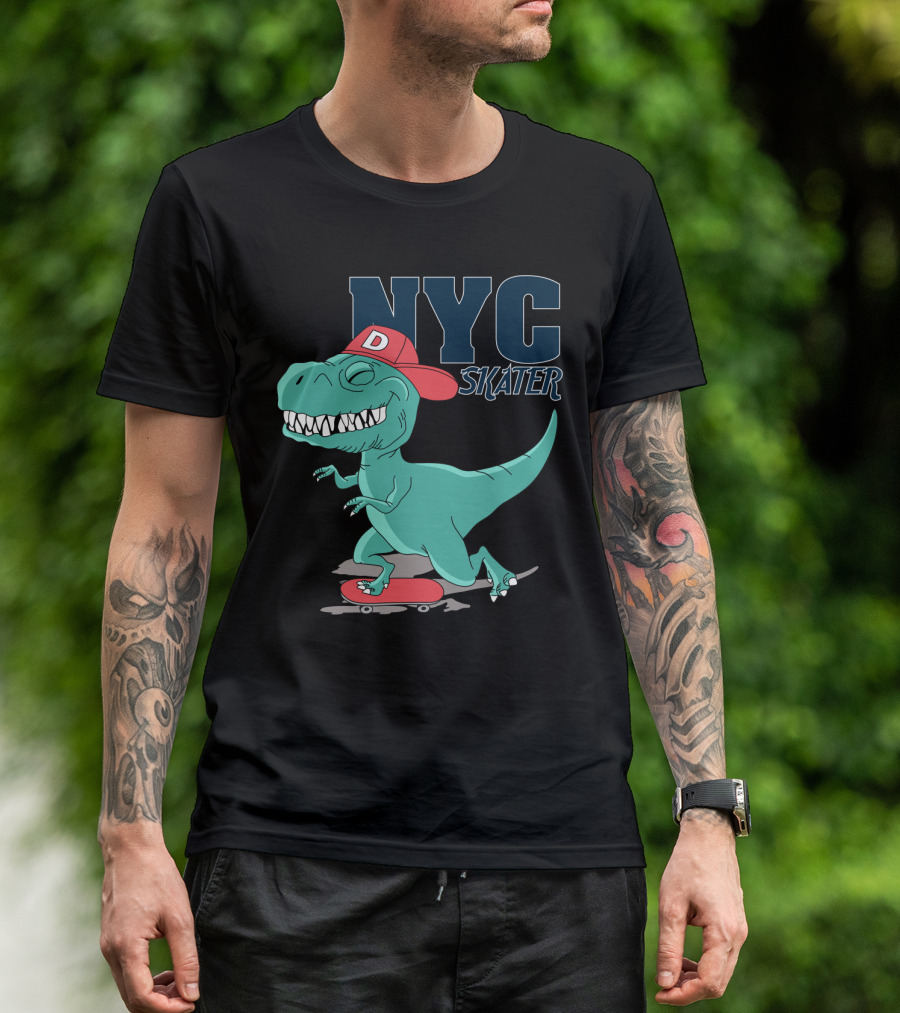 NYC Skater Dinosaur With Red Cap T-Shirt