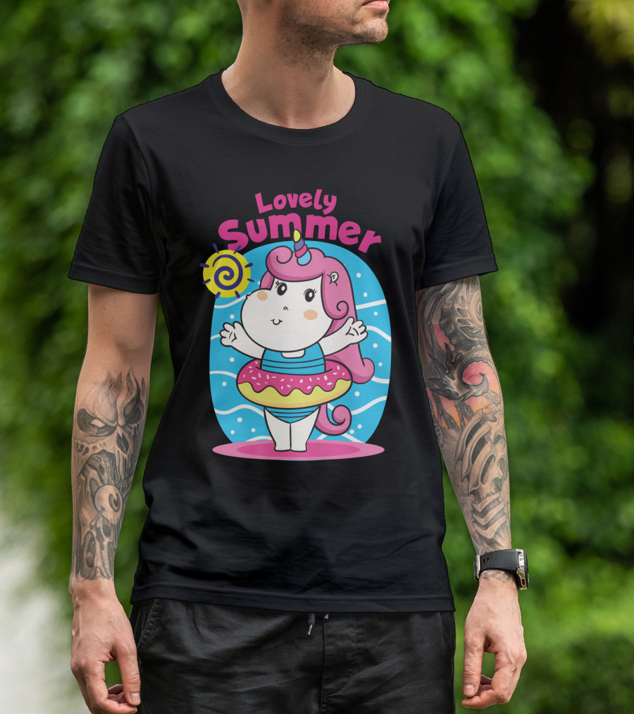 Lovely Summer Cute Unicorn Inflatable Swim Fun T-Shirt