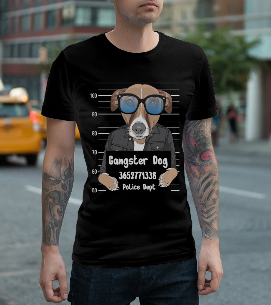 Gangster Dog 3652771338 Police Dept Mugshot T-Shirt