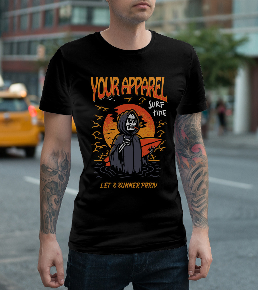 Your Apparel Surf Time Let's Summer Party Goblin Skull T-Shirt