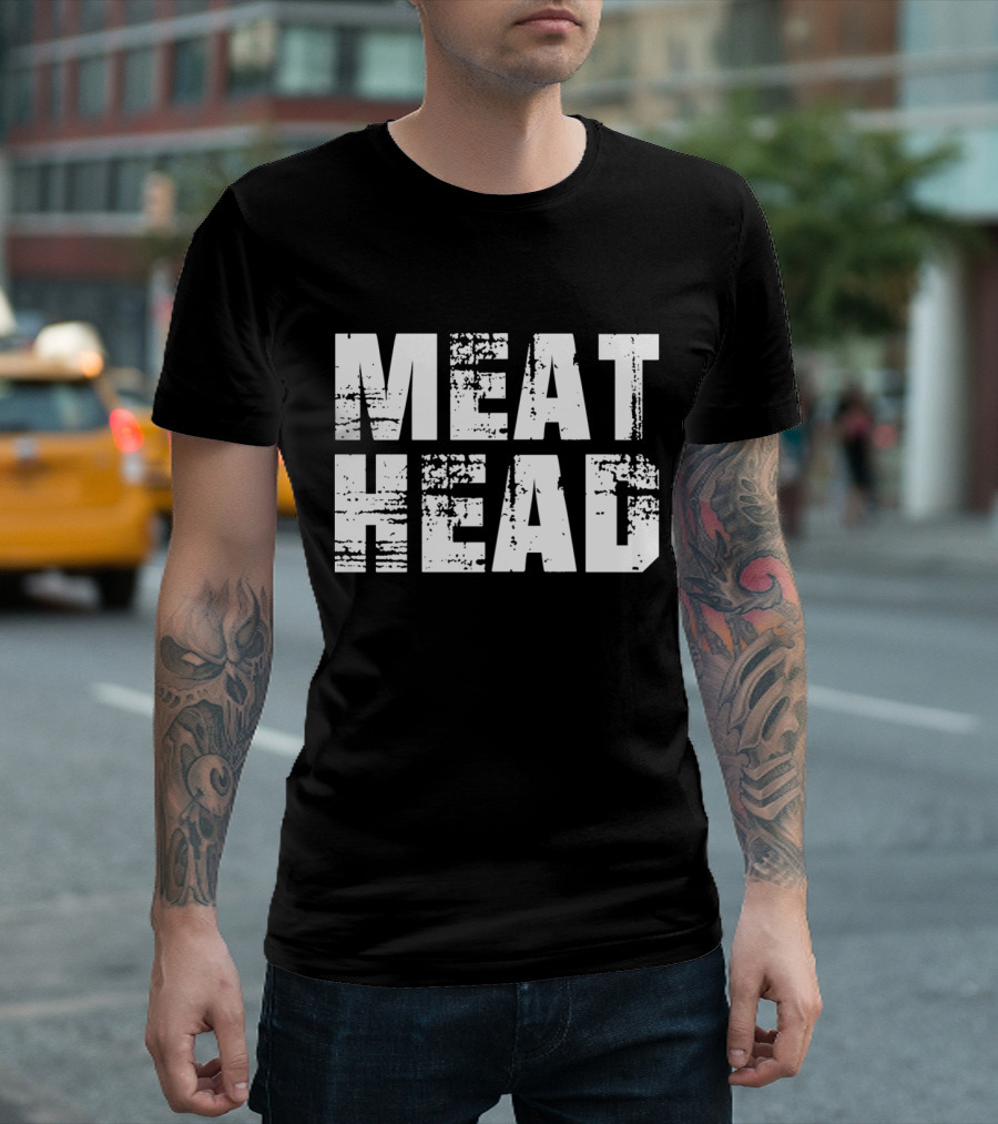 MEAT HEAD Pixelated Lettering Bold White T-Shirt