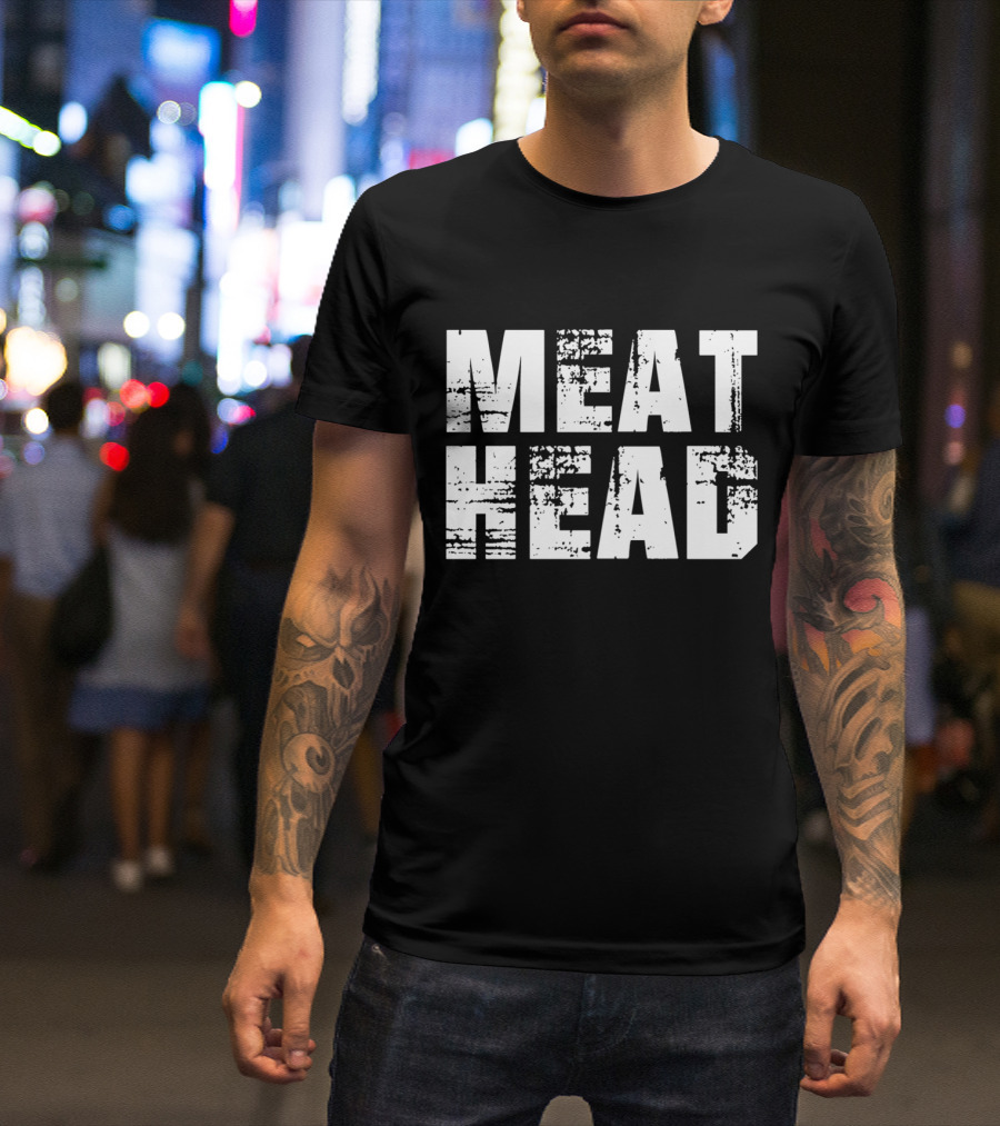 MEAT HEAD Pixelated Lettering Bold White T-Shirt