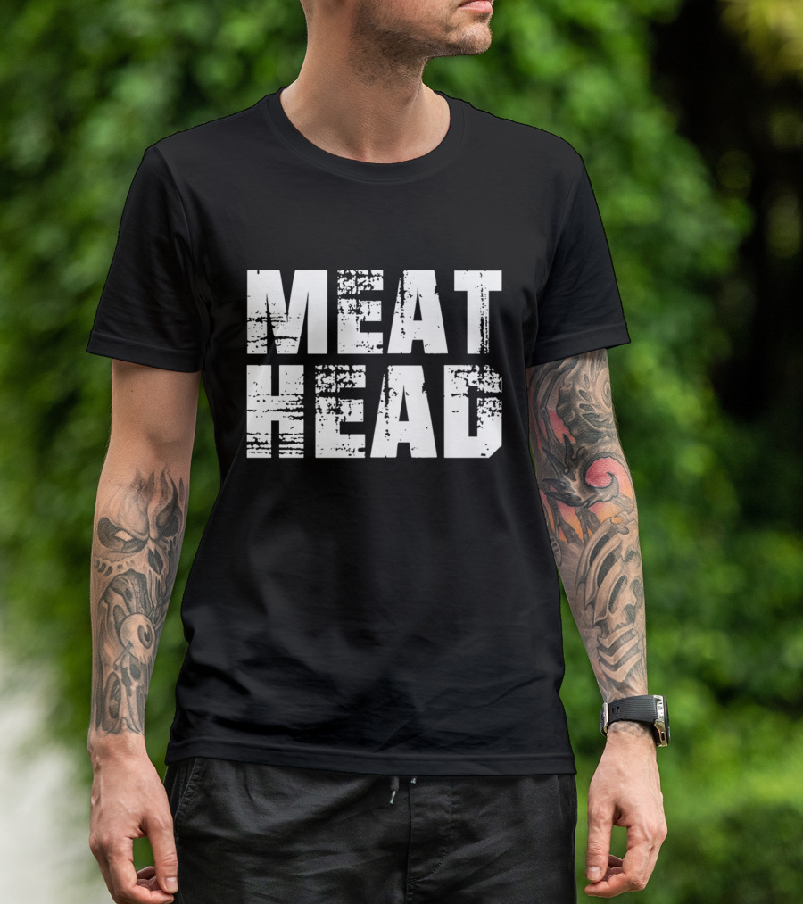 MEAT HEAD Pixelated Lettering Bold White T-Shirt