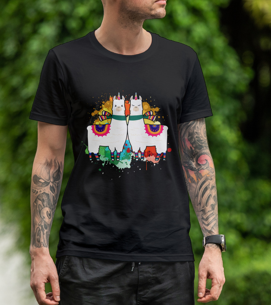 Alpaca Unicorn Unipaca Splash Art Duo T-Shirt