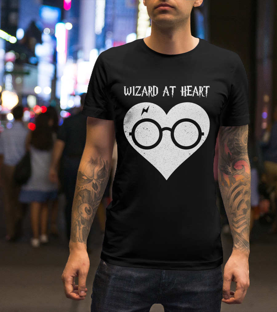 Wizard At Heart Harry Glasses Lightning Bolt Heart T-Shirt