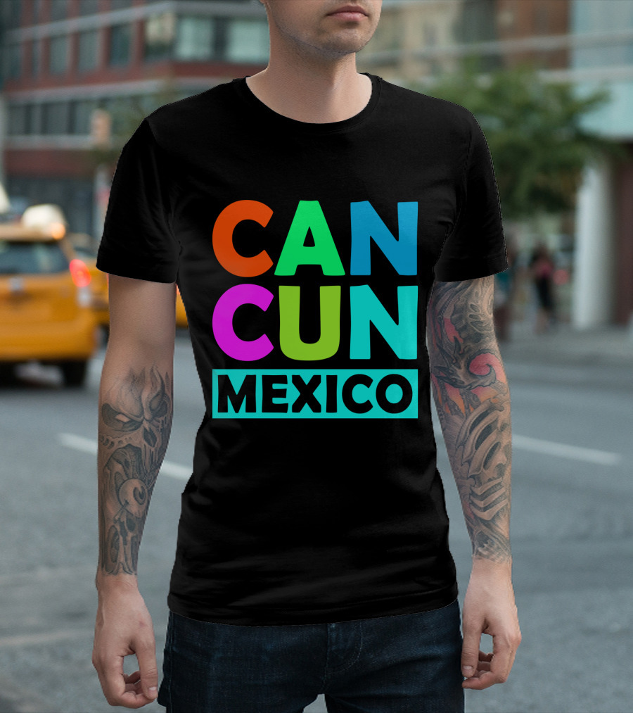 Cancun Mexico Vibrant Block Lettering T-Shirt