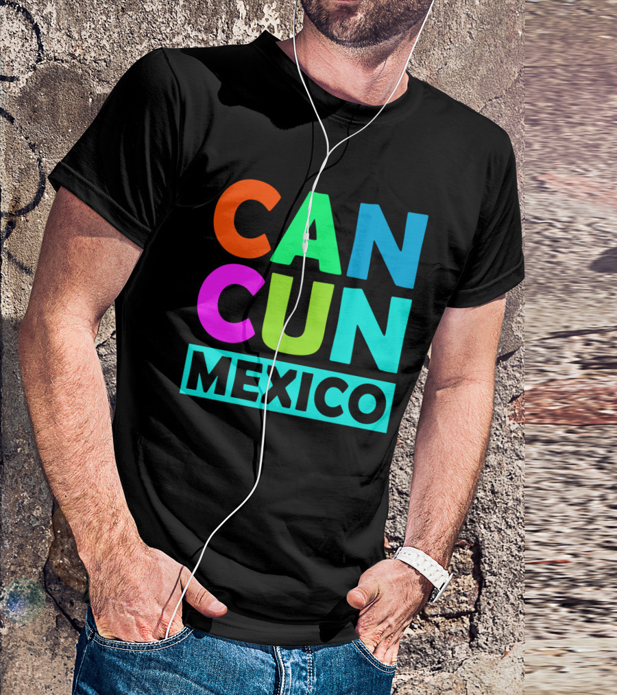 Cancun Mexico Vibrant Block Lettering T-Shirt