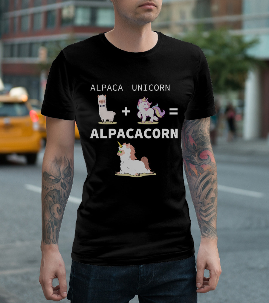 Alpaca Unicorn Equals Alpacacorn With Adorable Hybrid T-Shirt