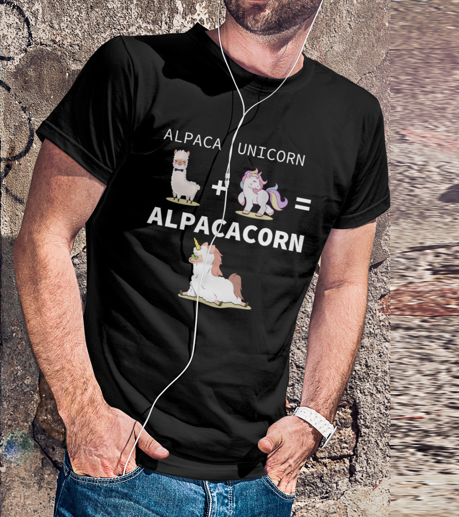 Alpaca Unicorn Equals Alpacacorn With Adorable Hybrid T-Shirt