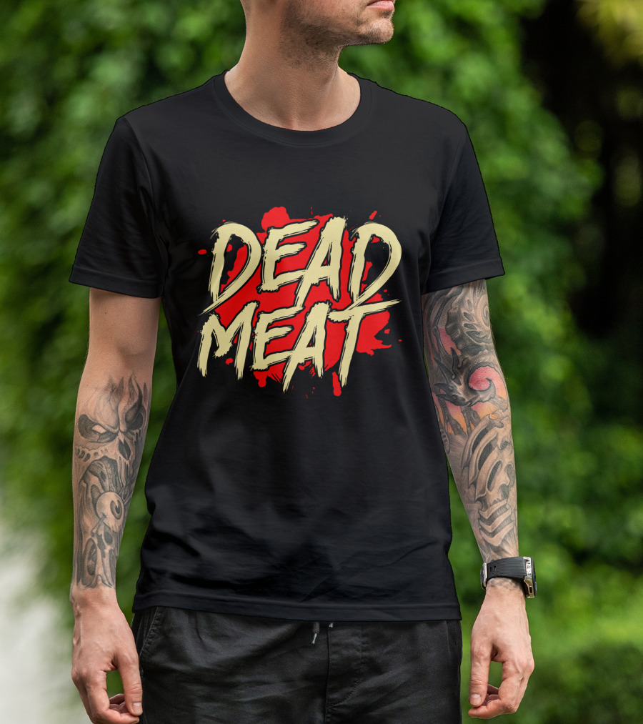 Dead Meat Bold Red Splatter Text T-Shirt