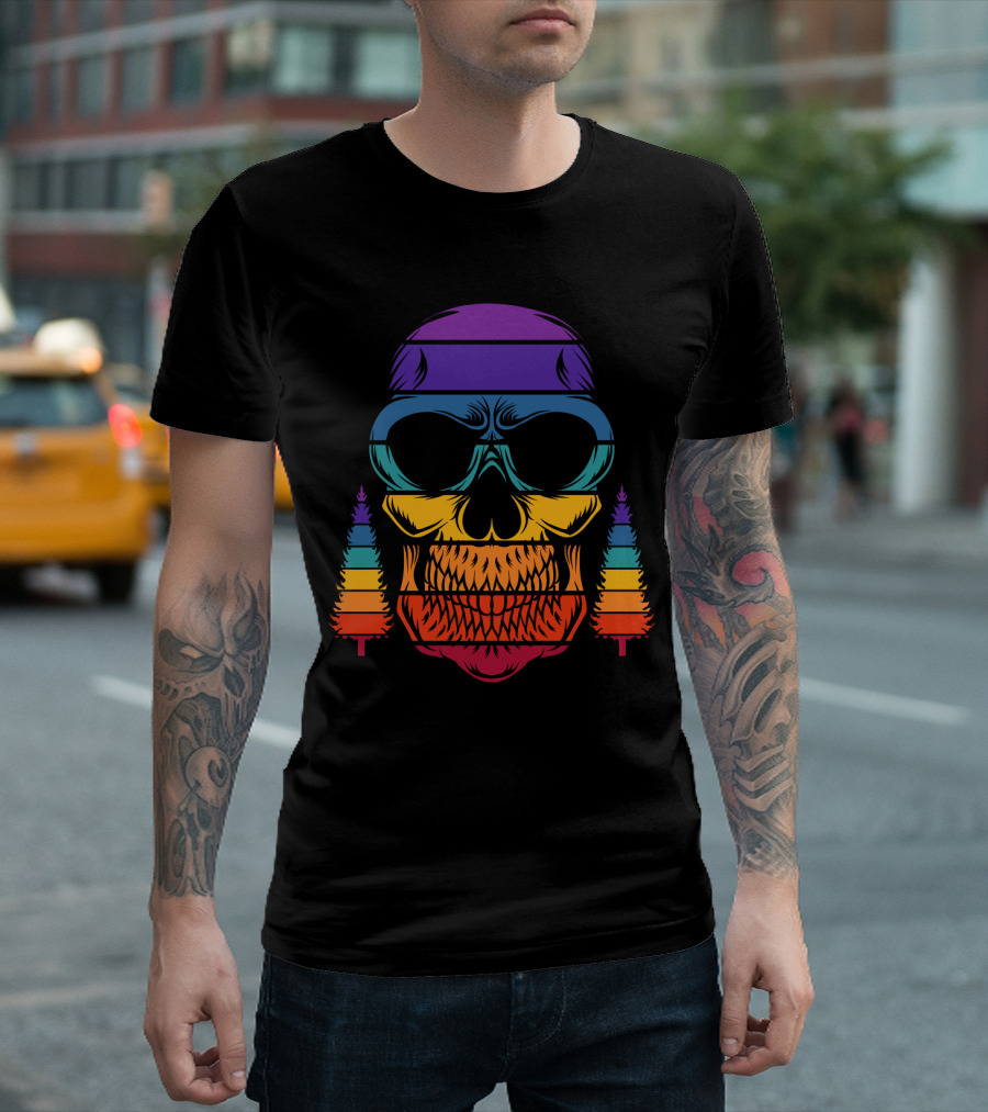 Rainbow Skull with Pine Trees T-Shirt