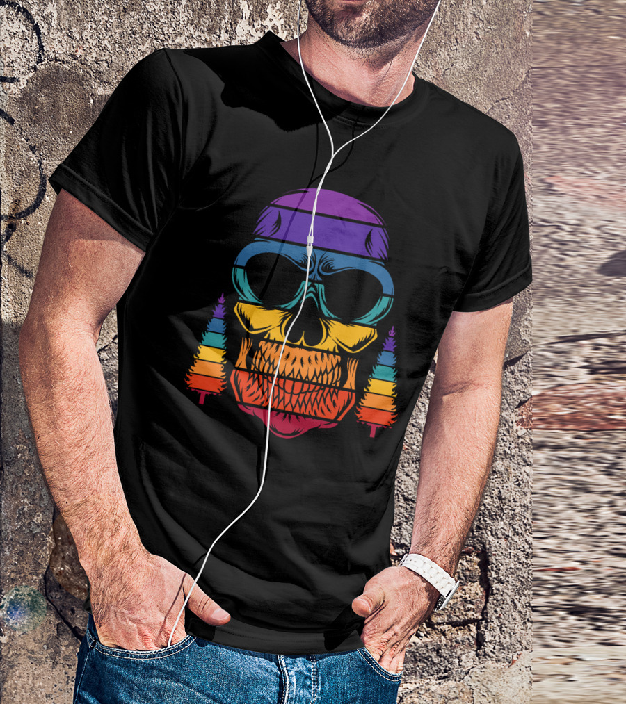Rainbow Skull With Pine Trees T-Shirt