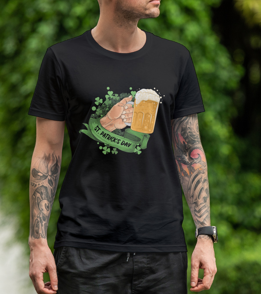 St Patrick's Day Big Beer With Shamrocks And Banner T-Shirt