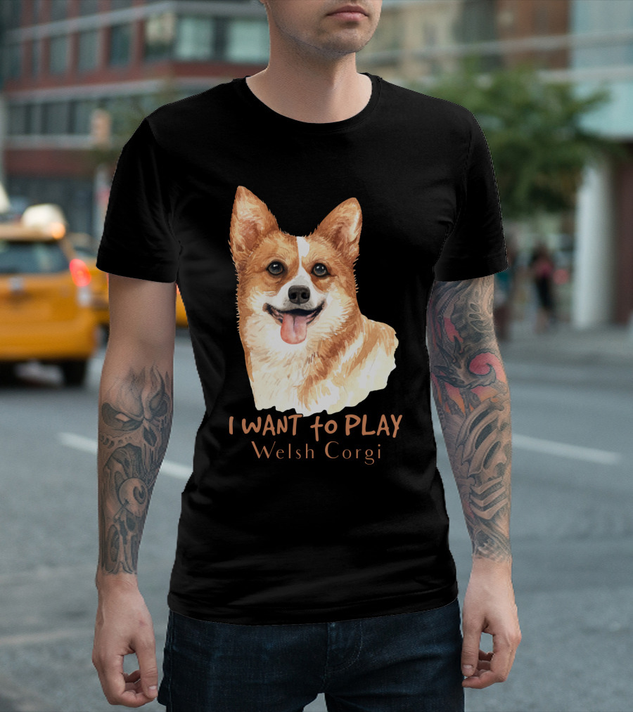 I Want To Play Welsh Corgi Dog Watercolor T-Shirt