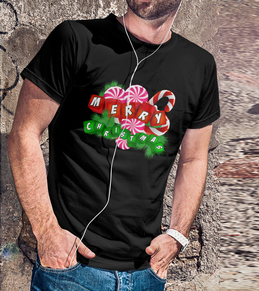 Merry Christmas Candy Canes And Peppermint Ornaments T-Shirt