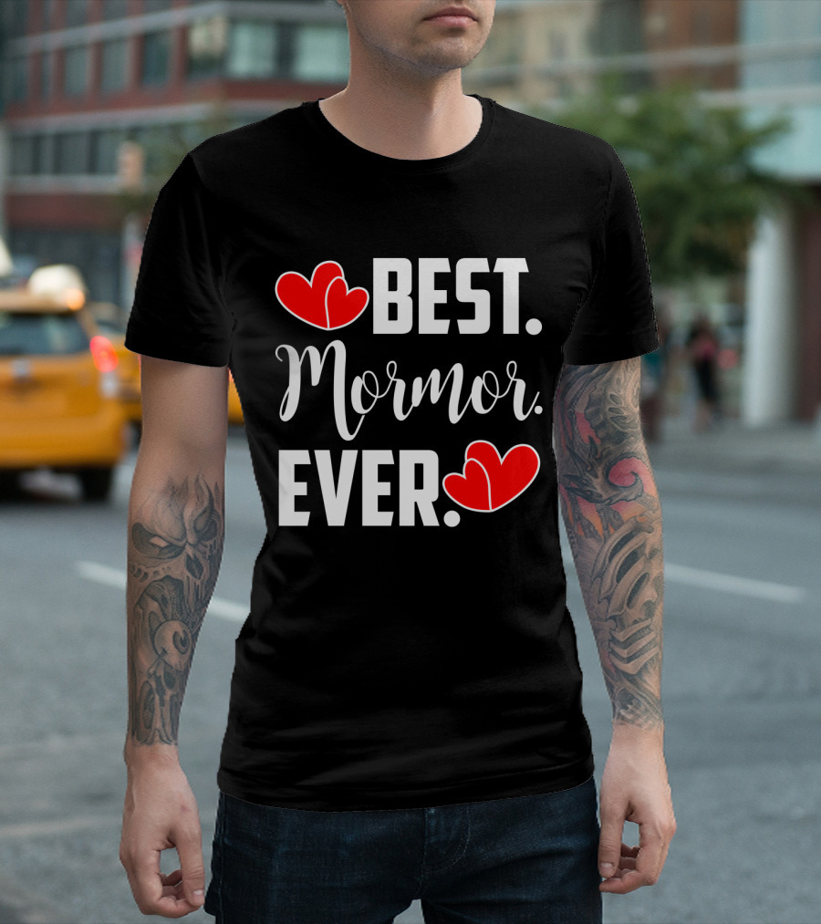BEST MORMOR EVER Red Hearts T-Shirt