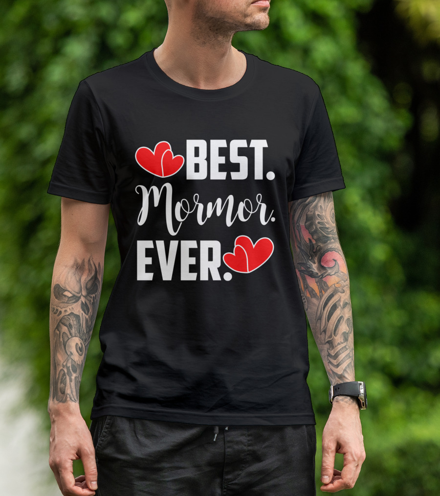 BEST MORMOR EVER Red Hearts T-Shirt