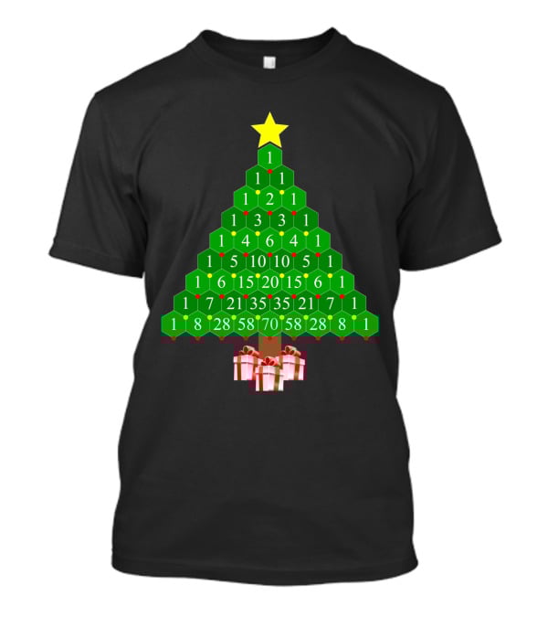 Pascal's Triangle Christmas Tree With Numbers And Gifts T-Shirt