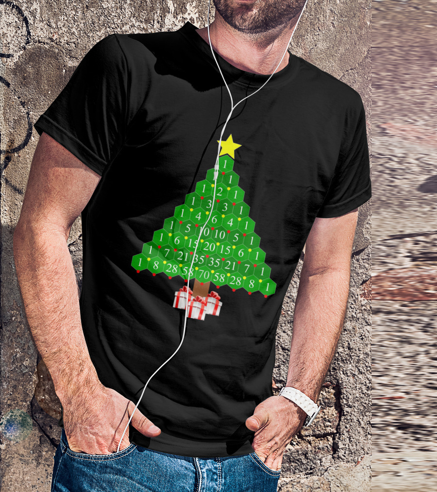 Pascal's Triangle Christmas Tree With Numbers And Gifts T-Shirt