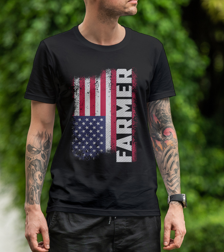 FARMER USA Flag American T-Shirt