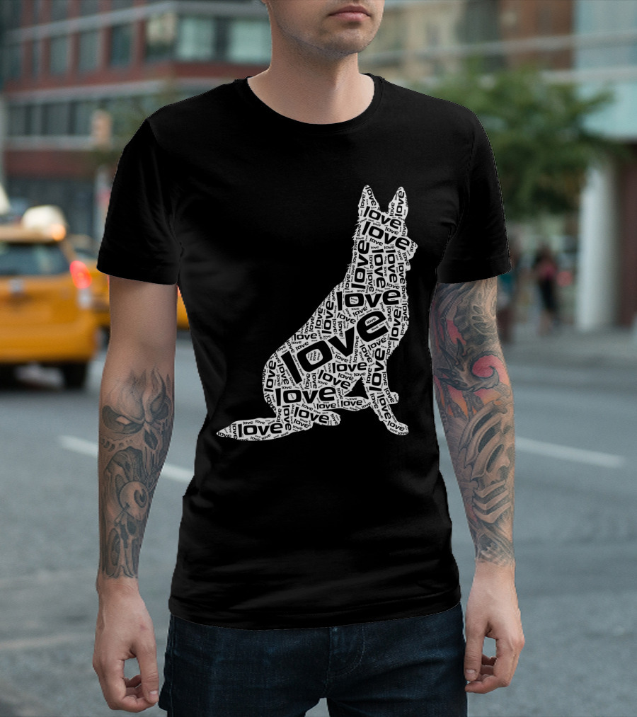 German Shepherd Love Word Art Dog T-Shirt