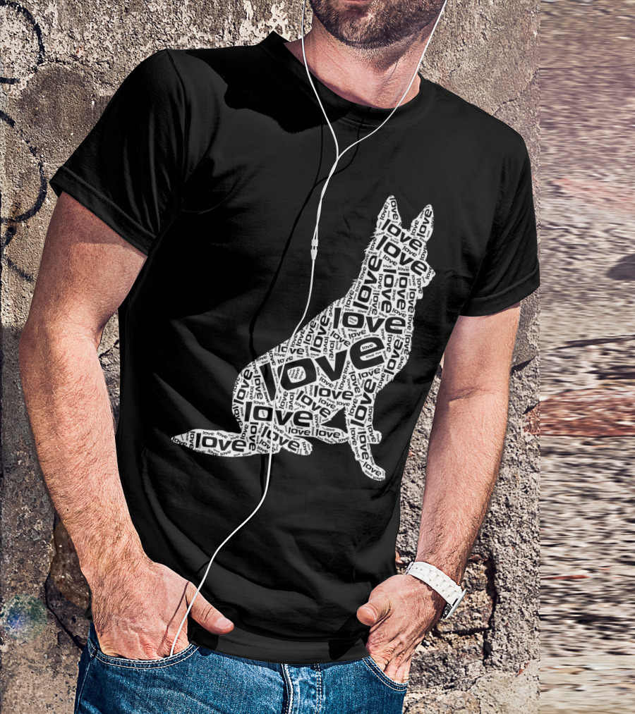 German Shepherd Love Word Art Dog T-Shirt