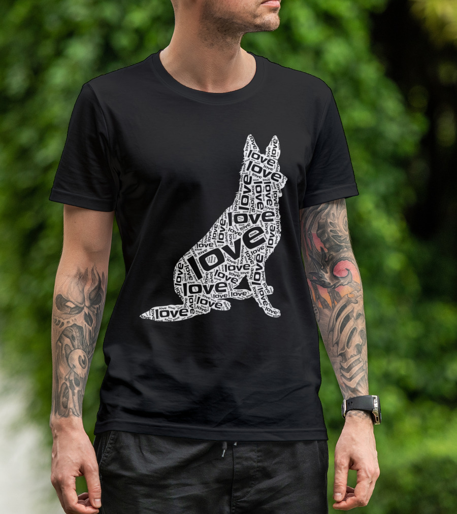 German Shepherd Love Word Art Dog T-Shirt