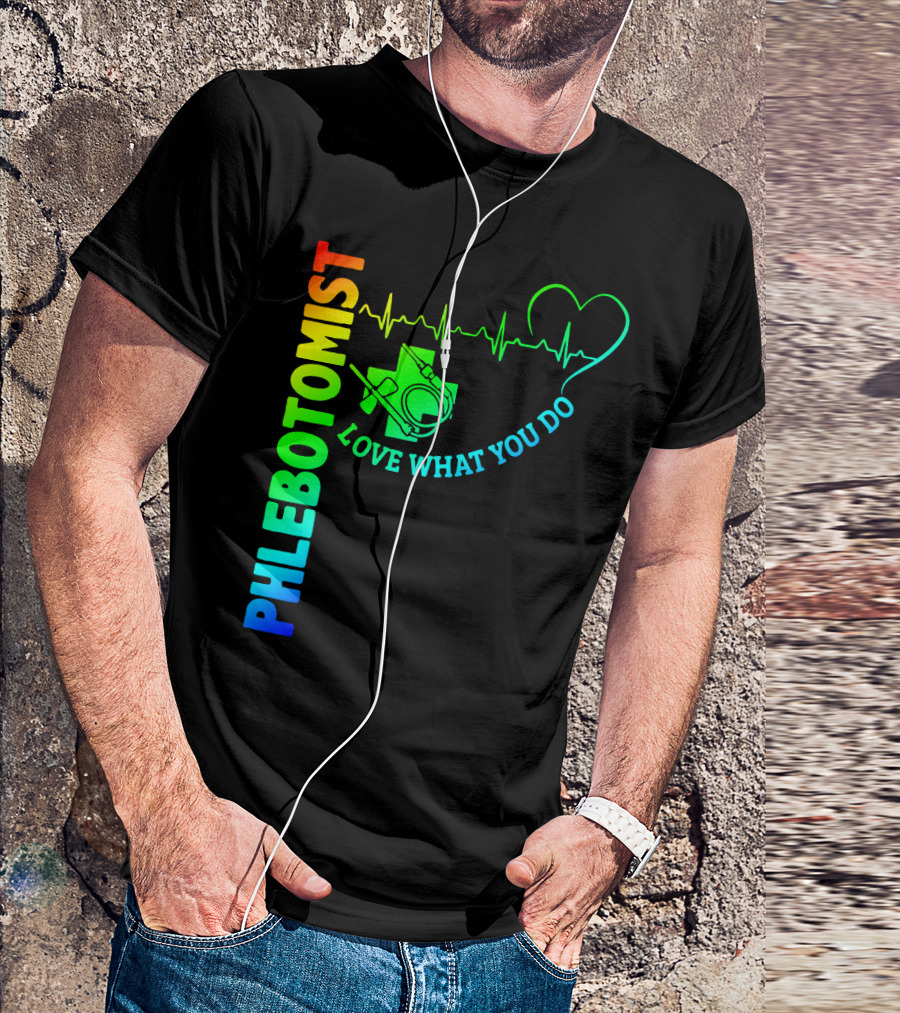 Phlebotomist Love What You Do Heartbeat Iconic Medical T-Shirt