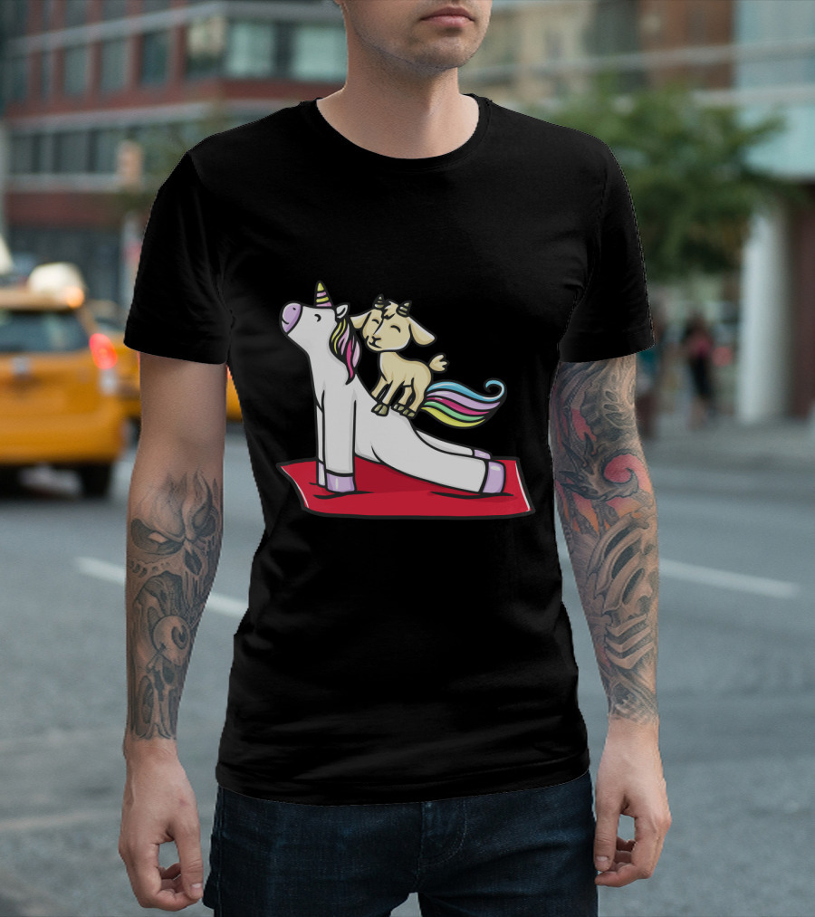 Funny Goat Balancing on Yoga Pose Unicorn T-Shirt