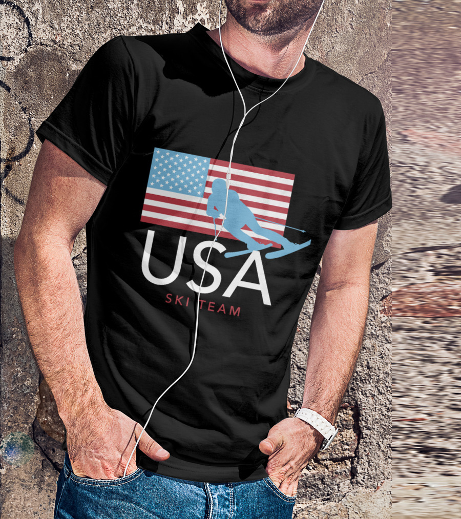 USA Ski Team American Flag Winter Sports Games Skier T-Shirt