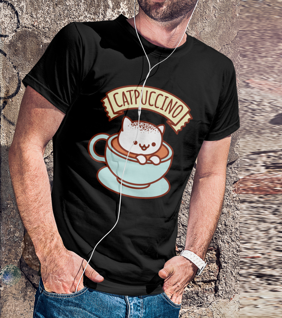 Kawaii Cat CATPUCCINO Cute Cat In Coffee Cup T-Shirt