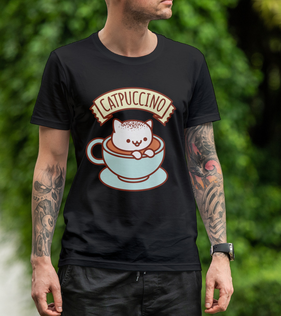 Kawaii Cat CATPUCCINO Cute Cat In Coffee Cup T-Shirt