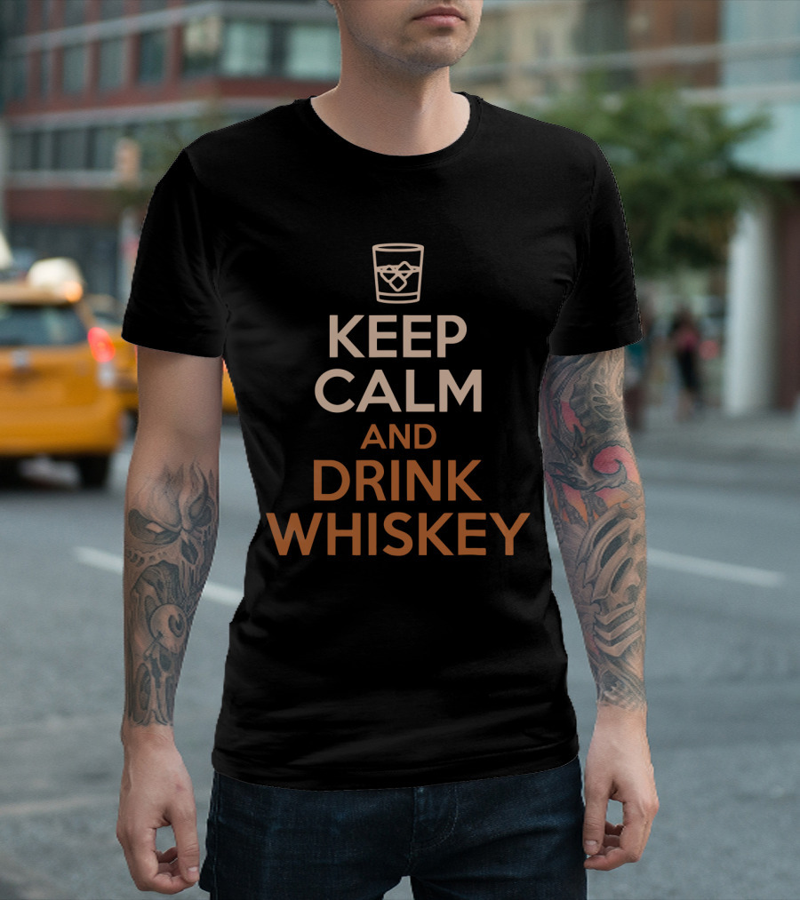 Keep Calm And Drink Whiskey With Ice Glass T-Shirt