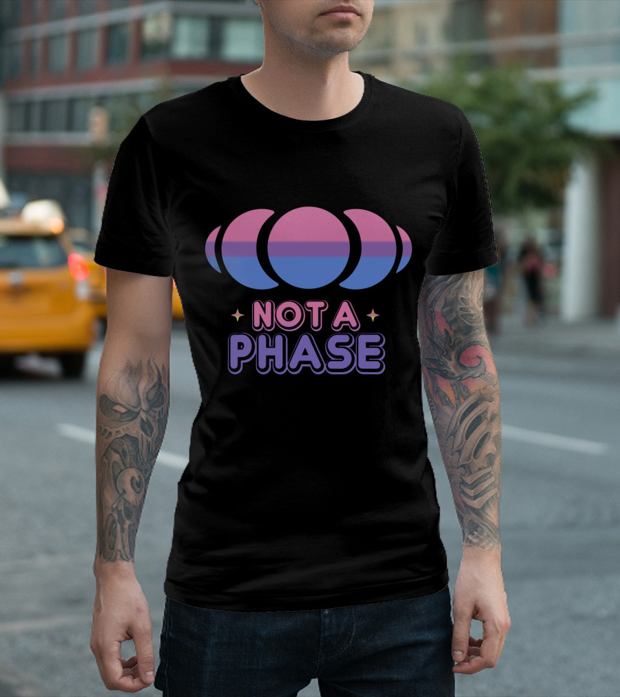 Not A Phase Kawaii Bi Pride Flag Moon LGBT T-Shirt