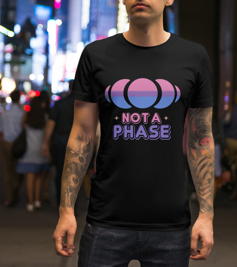 Not A Phase Kawaii Bi Pride Flag Moon LGBT T-Shirt