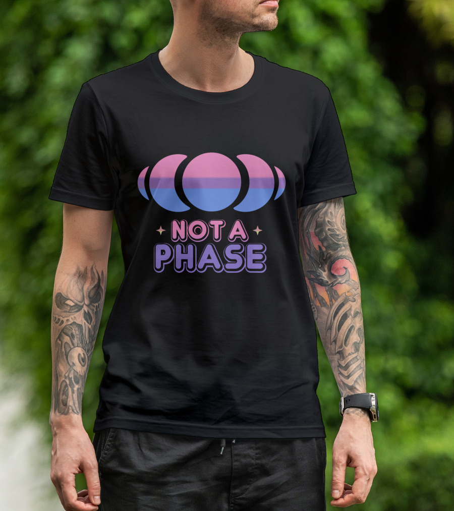 Not A Phase Kawaii Bi Pride Flag Moon LGBT T-Shirt