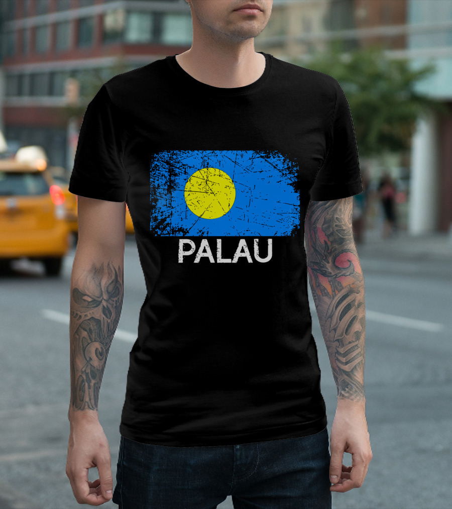Vintage Palauan Flag Graphic Palau T-Shirt