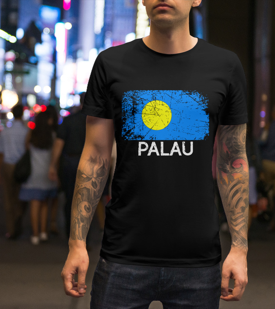 Vintage Palauan Flag Graphic Palau T-Shirt