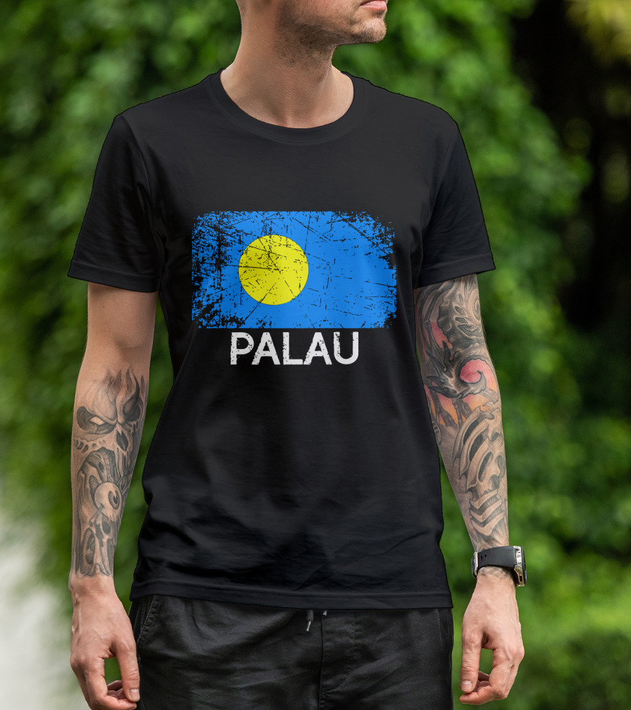 Vintage Palauan Flag Graphic Palau T-Shirt
