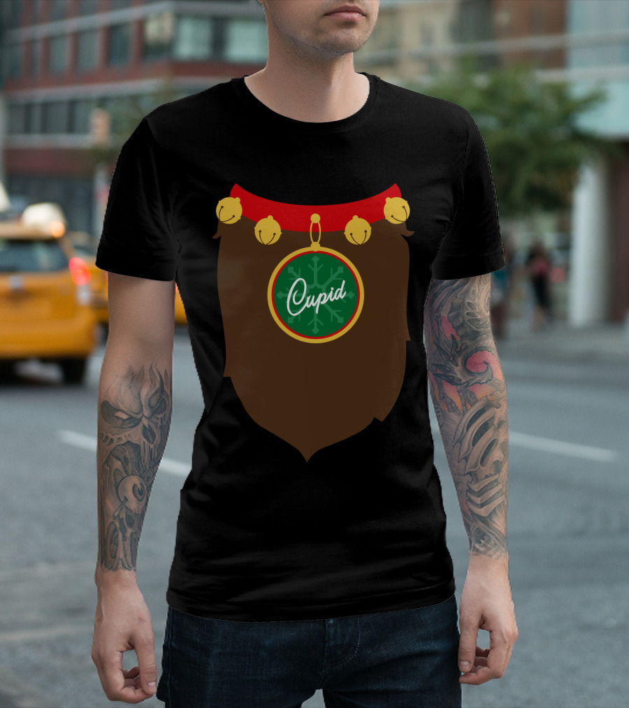 Reindeer Costume Christmas Cupid Santa Bells And Antlers T-Shirt