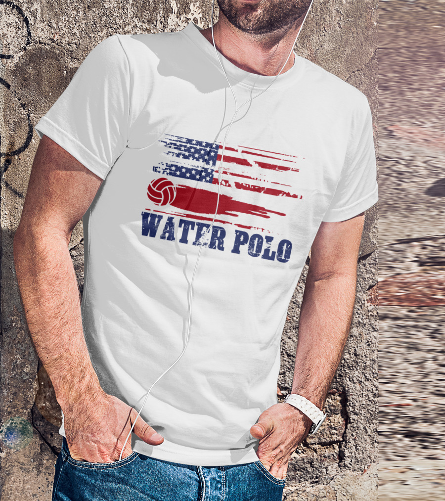 USA Water Polo American Flag Team Spirit Aquatic Sport T-Shirt