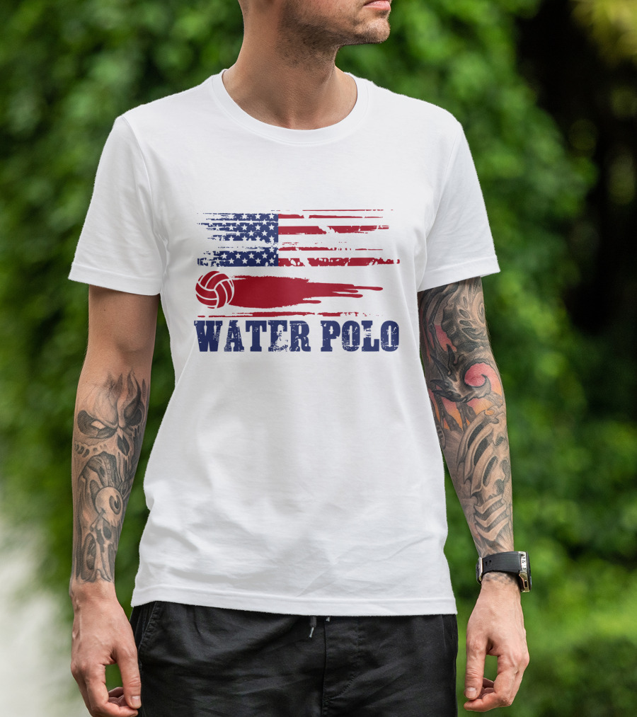 USA Water Polo American Flag Team Spirit Aquatic Sport T-Shirt